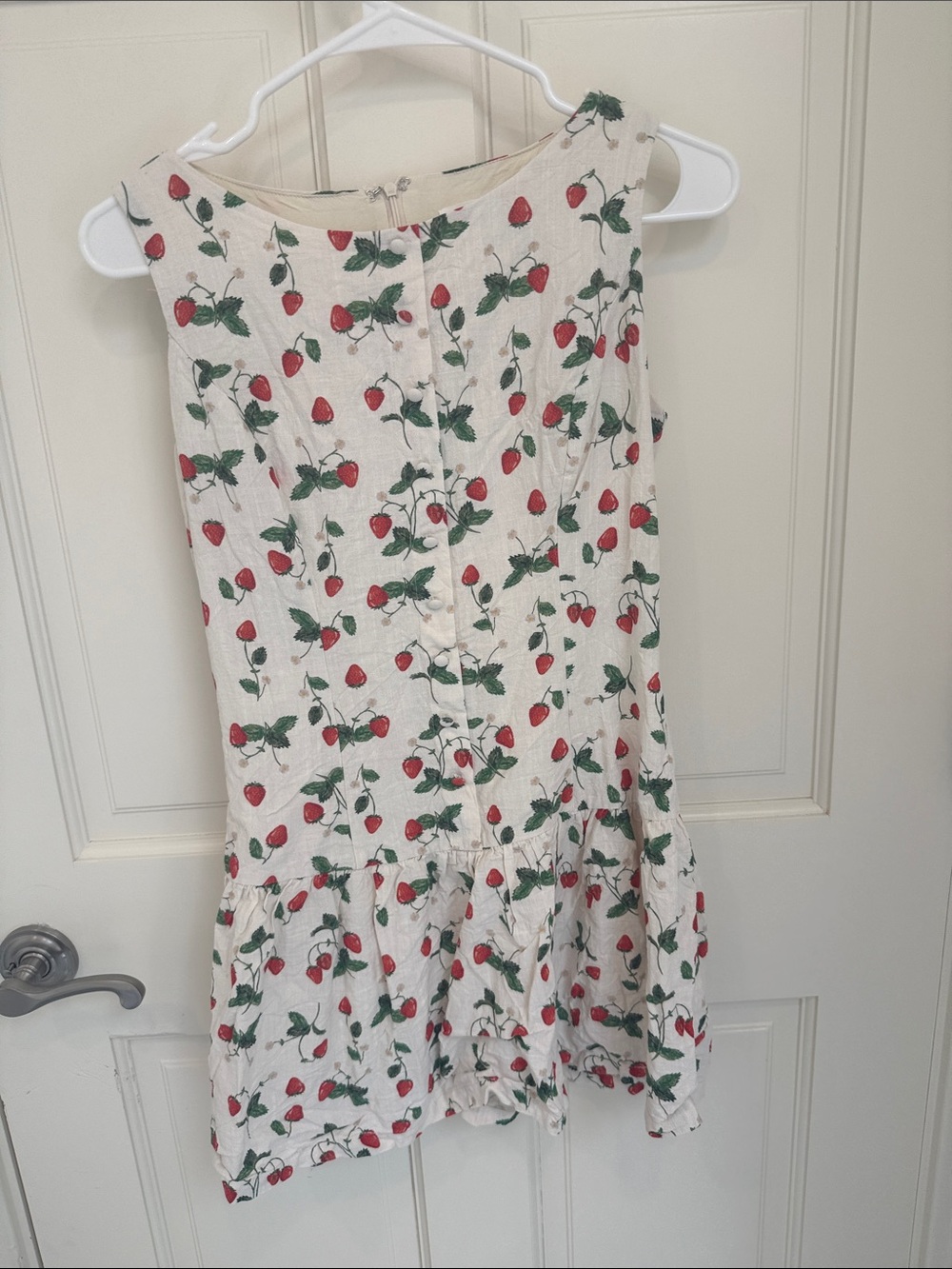 Girls' Strawberry Print Cream Sundress